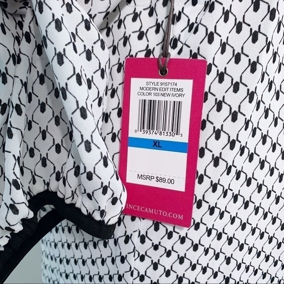 VINCE CAMUTO Droplet Geo Ruffled Off Shoulder Top - Picture 6 of 7